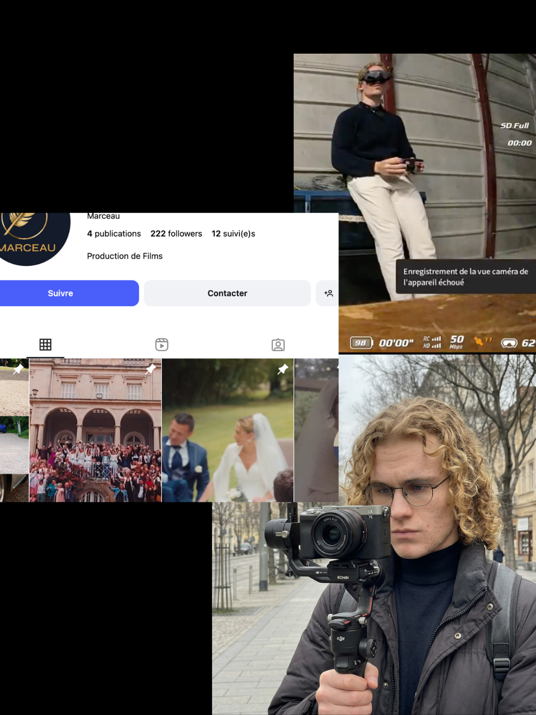 Marceau as a videographer, camera in hand, the jump is done